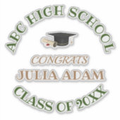 学校パーソナライズされた大学卒業お祝い シール (正面)