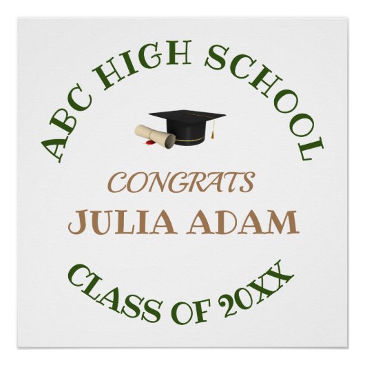 学校パーソナライズされた大学卒業お祝い ポスター (正面)