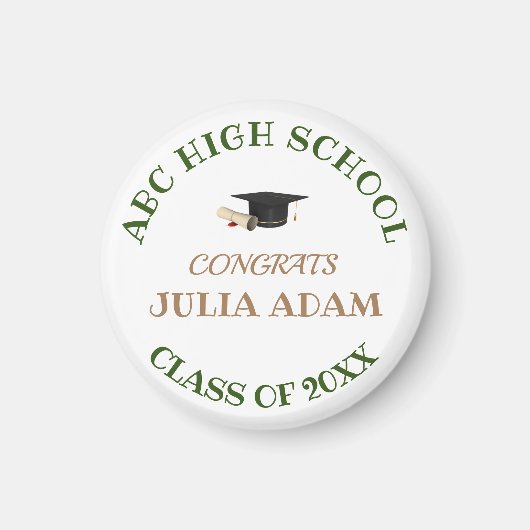 学校パーソナライズされた大学卒業お祝い マグネット (正面)