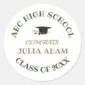 学校パーソナライズされた大学卒業お祝い ラウンドシール (正面)
