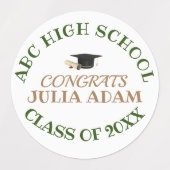 学校パーソナライズされた大学卒業お祝い ラベル (デザイン1)