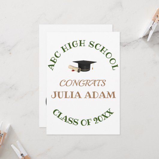 学校パーソナライズされた大学卒業お祝い 招待状 (正面/裏面インサイチュ)