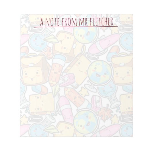 学校パーソナライズされた用品のパターン ノートパッド (正面)