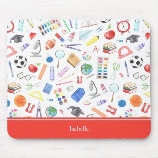 学校パーソナライズされた用品パターン名 マウスパッド (正面)