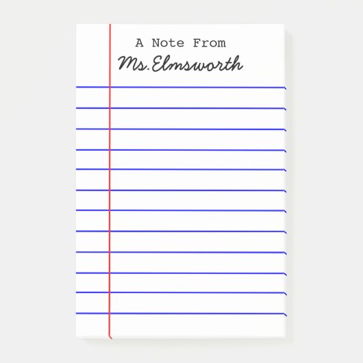 学校パーソナライズされた紙デザイン-先生ギフト ポストイット (正面)