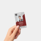 学校パーソナライズされた職員名写真タイトル赤 バッジ (手持ち)