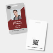 学校パーソナライズされた職員名写真タイトル赤 バッジ (正面＆裏面)