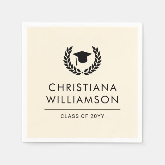 学校パーソナライズされた・大学の卒業エレガント スタンダードカクテルナプキン (正面)