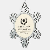 学校パーソナライズされた・大学の卒業エレガント スノーフレークピューターオーナメント (右)