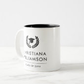 学校パーソナライズされた・大学の卒業エレガント ツートーンマグカップ (正面左)