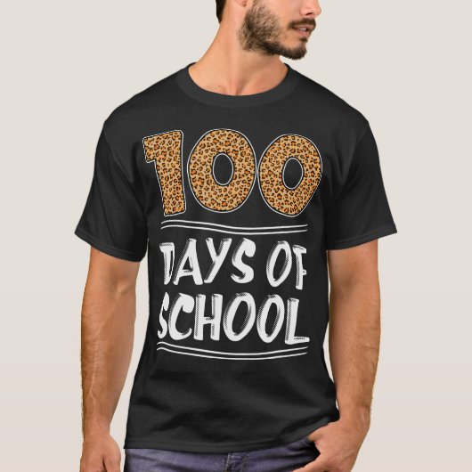 学校ヒョウ印刷ギフトの100日目先生 Tシャツ (正面)