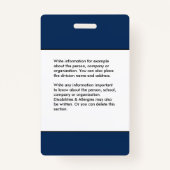 学校プロフェッショナル従業員フォトバーコード名 バッジ (裏面)