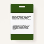 学校プロフェッショナル従業員フォトバーコード名 バッジ (裏面)