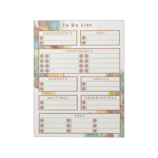 学校ベースのセラピストTo-Doメモ帳 – 水色 ノートパッド
