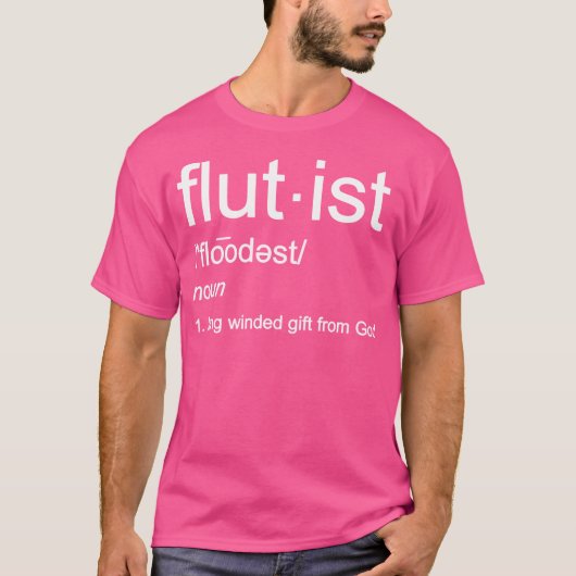 学校マーチングバンドおもしろいフルート Tシャツ (正面)