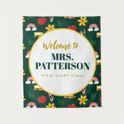 学校メモリ先生教室タペストリー タペストリー (正面)