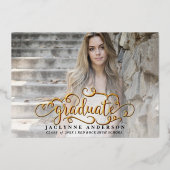 学校モダンカラー写真 箔招待状 (正面)