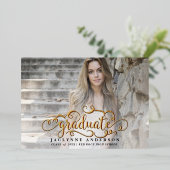 学校モダンカラー写真 箔招待状 (立ち正面)