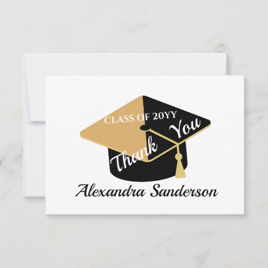 学校モダンミニマルの卒業を個人設定で行う サンキューカード (正面)