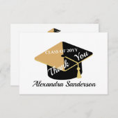 学校モダンミニマルの卒業を個人設定で行う サンキューカード (正面/裏面)