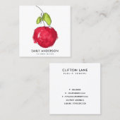 学校モダン先生油絵を描手描きリンゴ スクエア名刺 (正面/裏面)