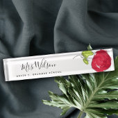 学校モダン先生油絵を描手描きリンゴ デスクネームプレート