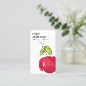 学校モダン先生油絵を描手描きリンゴ 名刺 (スタンド正面)