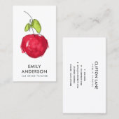 学校モダン先生油絵を描手描きリンゴ 名刺 (正面/裏面)