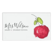 学校モダン先生油絵を描手描きリンゴ 名札 (正面)