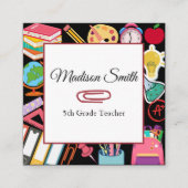 学校モダン用品先生指導カラフル スクエア名刺 (正面)