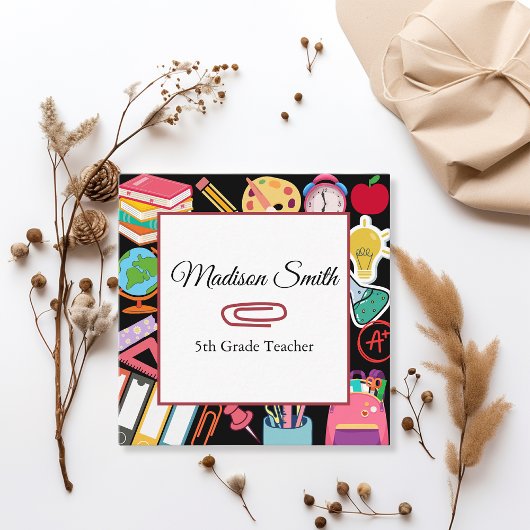 学校モダン用品先生指導カラフル スクエア名刺
