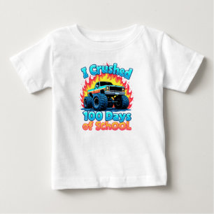学校モンスタートラックの100日を100日粉砕した ベビーTシャツ