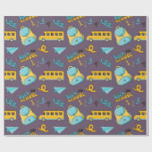 学校ラッピング紙:バックパック、数字、バス ラッピングペーパー (フラット)