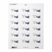 学校ラベル（飛行機） ラベル (フルシート)