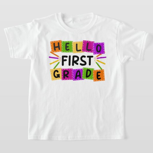 学校レトロに戻る1年生こんにちは Tシャツ (レイダウン)