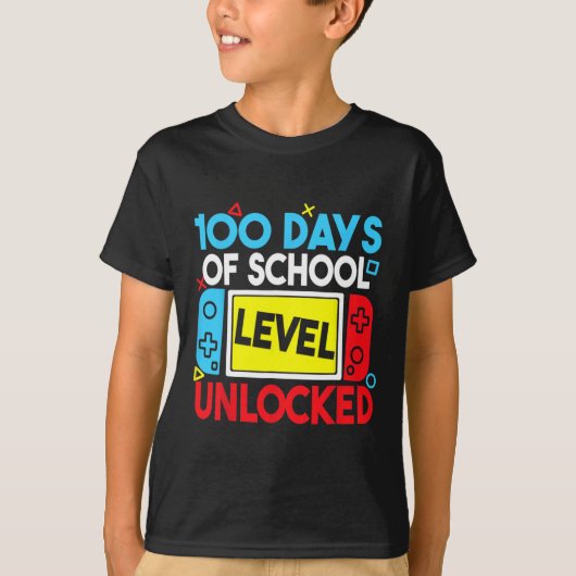学校レベルの100日のロック解除ゲーム100日目 Tシャツ (正面)