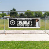 学校ロゴ卒業写真パーティー白黒 横断幕 (インサイチュ)