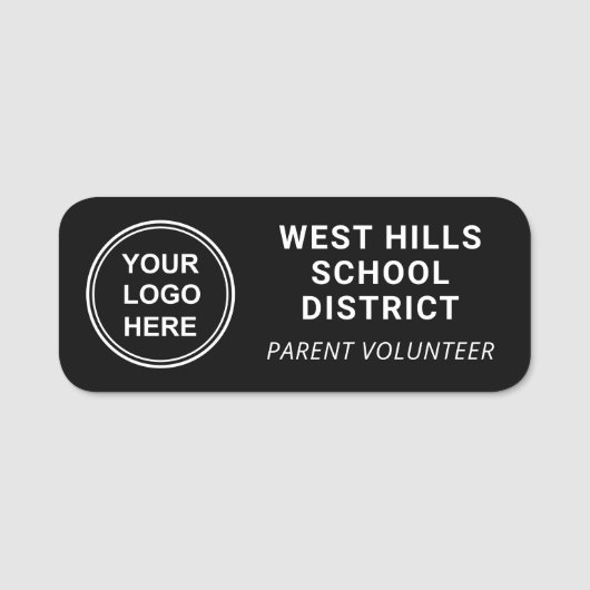 学校ロゴ親ボランティアブラック 名札 (正面)