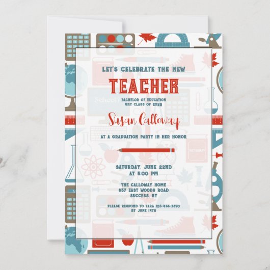 学校事体先生卒業パーティー招待状 招待状 (正面)