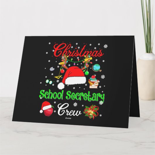 学校事務員チームのクリスマスサンタ帽とトナカイ カード (裏面)