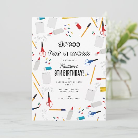 学校事務用品芸術工芸品誕生日パーティー 招待状 (スタンド正面)