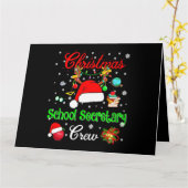 学校事務職員チーム クリスマス サンタ帽子 トナカイ カード (黄色い花)