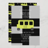 学校交通車バス誕生日パーティー 案内状 (正面/裏面)