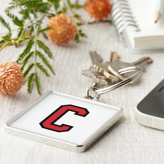 学校代表のスポーツ|の手紙C |の赤い黒 キーホルダー (側面)