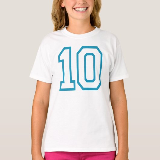 学校代表のネオン青#10の誕生日のティー Tシャツ (正面)