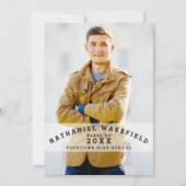 学校代表の卒業生|の黒い文字の写真の卒業パーティー 招待状 (正面)