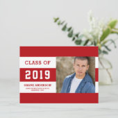 学校代表レタリングのストライプのな卒業生の写真の発表 案内状 (スタンド正面)