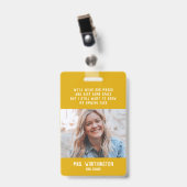 学校先生のかわいい黄色い写真の名前 バッジ (正面 (クリップ付))