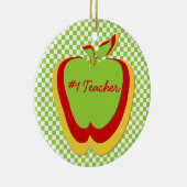 学校先生のカラフルりんごプレゼント セラミックオーナメント (右)