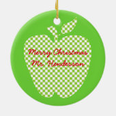 学校先生のカラフルりんごプレゼント セラミックオーナメント (裏面)